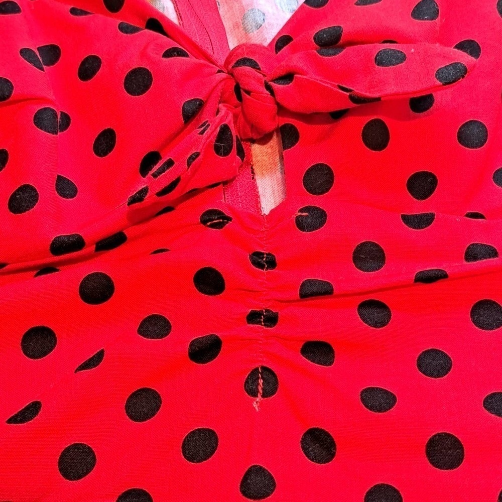 Bernie Dexter Black and Red Polka Dot Wiggle Dress Size S - Picture 7 of 16